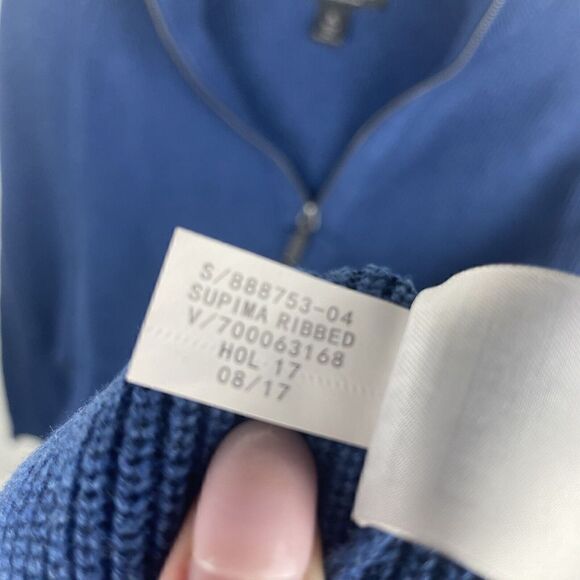 Men's Banana Republic Blue Knit 100% Supima Cotton Pullover Sweater 1/4 Zip XL - Picture 6 of 6